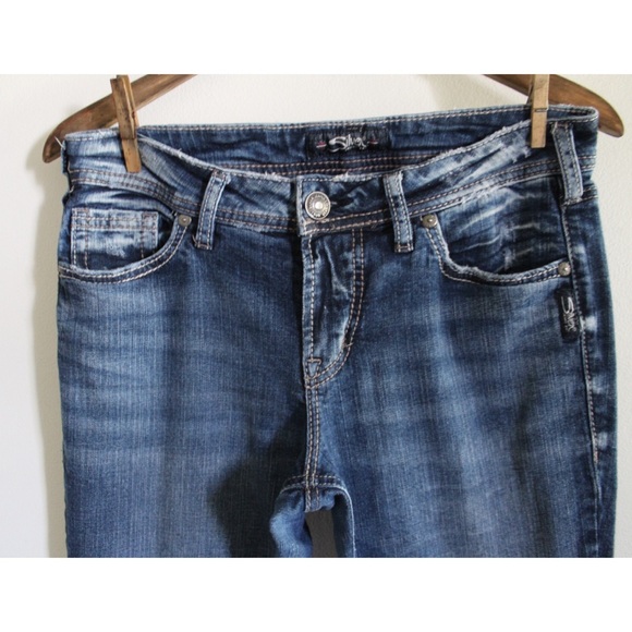 Silver Suki Slim Boot Distressed Jeans 29 8 Preowned - Picture 2 of 10